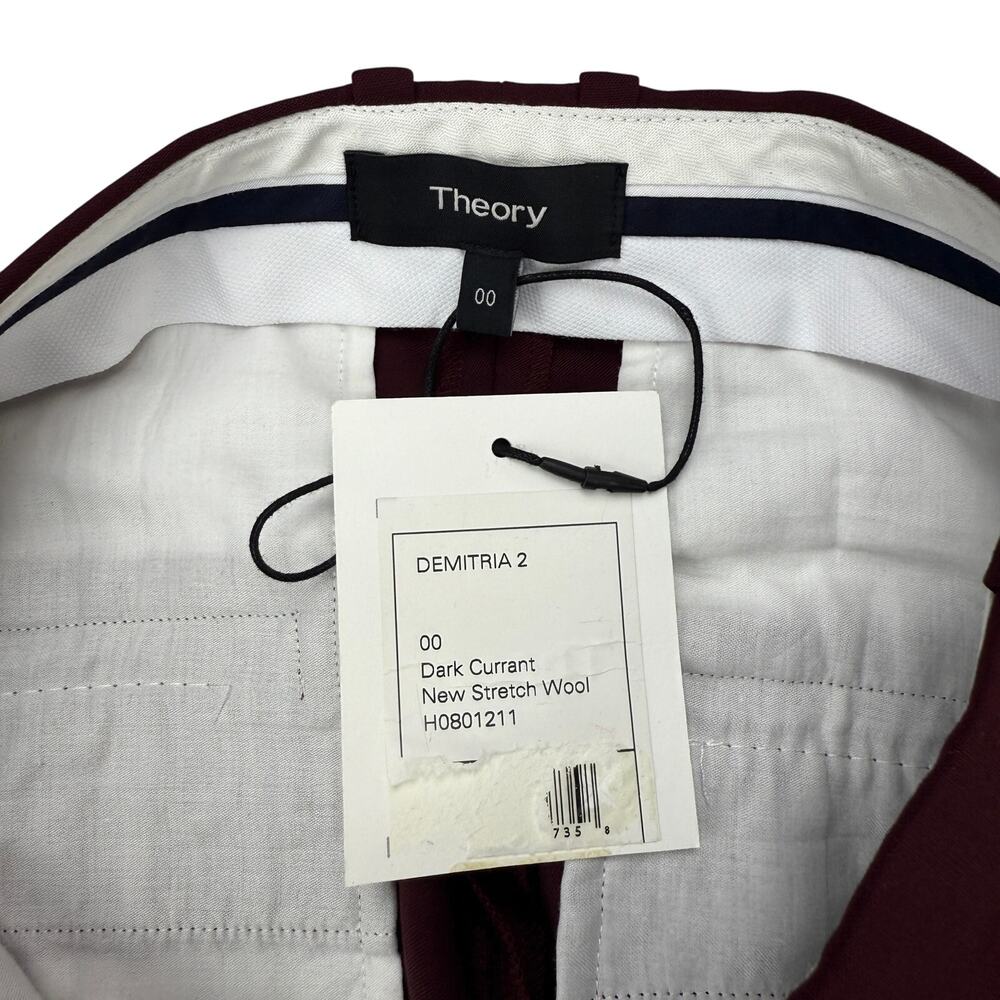 NWT THEORY Demitria 2 New Stretch Wool Flare Leg Pants Size 00 Dark Current - Picture 4 of 7